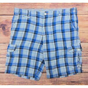 Tommy Bahama Relax Mens Blue Plaid Cargo Shorts Size 35